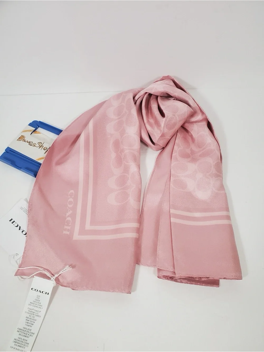 Coach Textured Signature Print Silk Square Scarf limited edition NWT